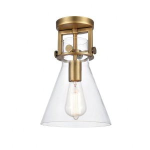 Innovations Lighting Newton Cone 1 - Light Flush Mount in  Brushed Brass - 1 of 1