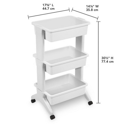 White 3-Tier Utility Rolling Storage Cart Set