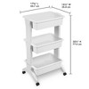 Sterilite 3 Tier Utility Cart Portable Storage Open Bin Organizer with 360 Degree Smooth Rolling Caster Wheels, Supports 10 lb Per Tier, White, 3-Pack - 3 of 4