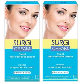 Surgi Cream FACIAL HAIR REMOVAL CREAM (Original/Regular Formula) (PACK OF 2) Includes Surgi-Sooth Cream (Fresh Scent) Surgicream