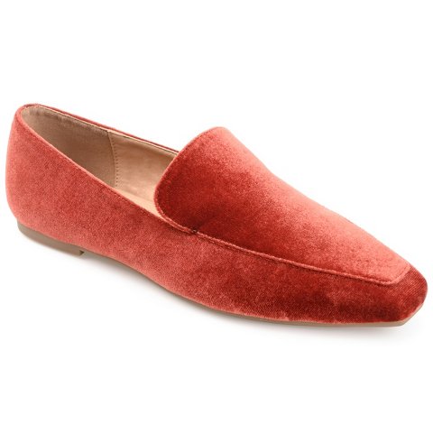 Женские туфли Journee Collection Women's Silas Slip On Square Toe Loafer Flats Rust 10