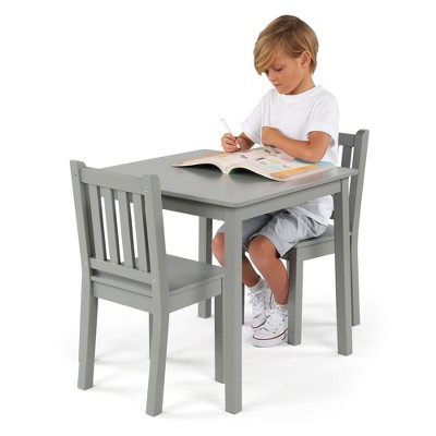 Gray Engineered Wood Kids Table and 2 Chairs Set