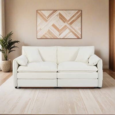 Oversized Chenille Loveseat Sofa, Oversized 2-Seater Small Cloud Couch, Modern Comfy Deep Seat Love Seat - Leovsnove