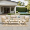 Buenhomino Outdoor Conversation Set 4 Piece, Outdoor Wicker Bistro set with Removable Cushion, Wicker Patio Furniture for Garden, Backyard - 2 of 4