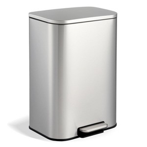 Kitchen Trash Can, Stainless Steel, Foot-Operated, With Soft-Close Lid And Removable Inner Bin, Suitable for Offices, Bathrooms - 1 of 4