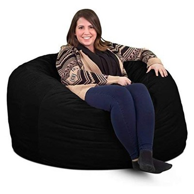 Ultimate Sack 4ft Bean Bag Chair, Oversized Comfortable Indoor Floor Lounger, Giant Foam-Filled Furniture for Relaxing, Black Suede