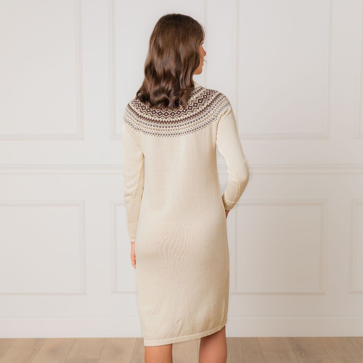 Hope & Henry Women's Organic Long Sleeve Turtleneck Intarsia Sweater Dress, Adult - thumbnail 4