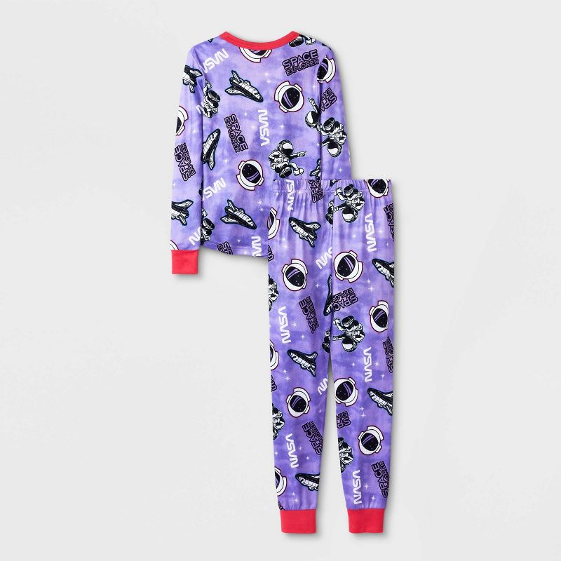 Girls&#39; NASA Snug Fit 4pc Pajama Set - Black/Purple, 2 of 4