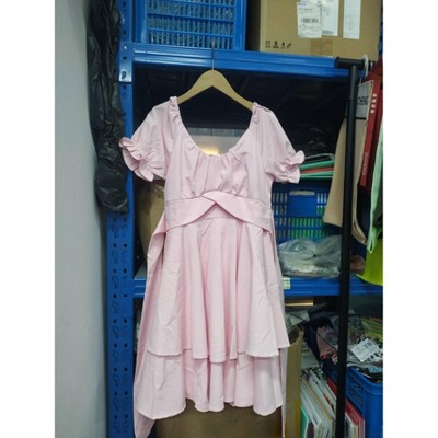 Women‘s Summer Lantern Sleeve A-Line Casual Mini Dresses Double-Layer Sleeves V-Neck Dress