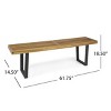 Modern Outdoor Dining Bench with Slatted Acacia Wood Seat and Sturdy Metal Legs for Patio Seating -3irtyhousy - 4 of 4