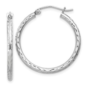 Black Bow Jewelry 2mm Diamond Cut, Polished Sterling Silver Hoops - 25mm (1 Inch) - 1 of 4