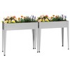vidaXL Planter Stand 2 Pcs Outdoor Raised Garden Bed with Legs - Galvanized Steel, Rectangular, 39.6"x15.9"x35.4" - 3 of 4