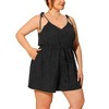 Agnes Orinda Women's Plus Size Polka Dots Drawstring Spaghetti Strap High Elastic Wais Sleeveless Dressy Rompers - 2 of 4