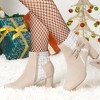 Allegra K Women's Plaid Pointed Toe Block Heels Ankle Boots - 2 of 4
