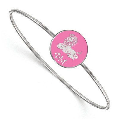 Black Bow Jewelry Sterling Silver Phi Mu Greek Life Bangle Bracelet 7 Inch
