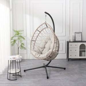 Mlmh & Kngwa 32.5"W Outdoor Hanging Egg Chair with Detachable Stand - 1 of 4