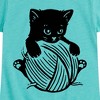 Girls' - Instant Message - Cat with Yarn Ball Fitted Short Sleeve Graphic T-Shirt - 2 of 4