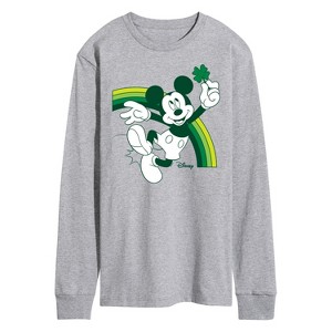 Men's - Disney - Mickey Green Rainbow Long Sleeve Graphic T-Shirt - 1 of 4