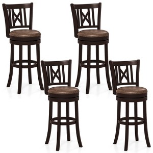 Tangkula Set of 4 Bar Stools 30" Swivel Bar Chairs w/ Footrest Hollowed Backrest - 1 of 4