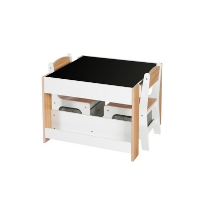 White and Gray Kids Art Play Activity Table with Storage Baskets