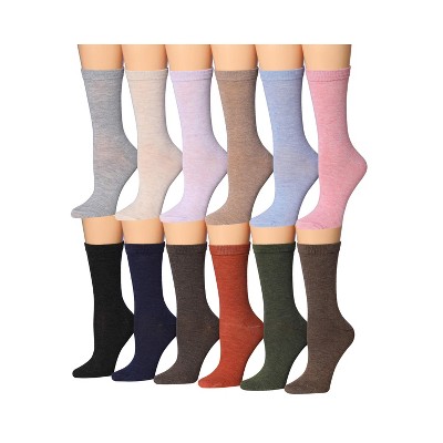 Pairs Solid Heathered Color Socks - 12 Pairs