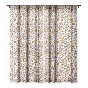 Doodle By Meg Tulip Print Set of 2 Panel Sheer Window Curtain - Deny Designs - 1 of 4