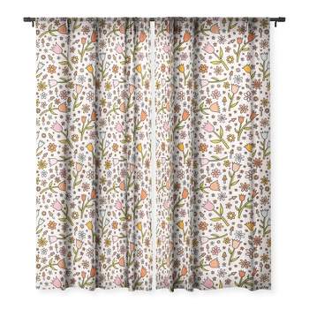 Doodle By Meg Tulip Print Set of 2 Panel Sheer Window Curtain - Deny Designs