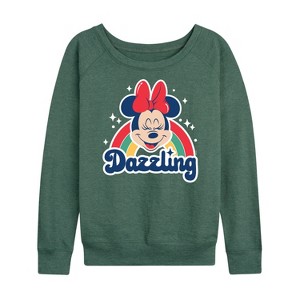 Women's - Disney - Dazzling Minnie Lightweight French Terry Wide Neck Long Sleeve Shirt - 1 of 4