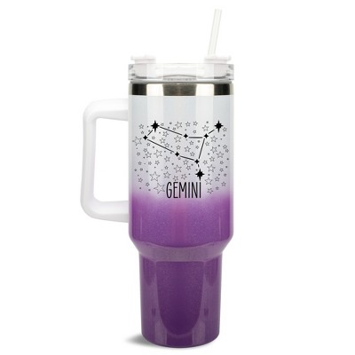 100 North Gemini Zodiac Astrology Star Sign Wrap-Around 40 Oz. Stainless Steel Water Bottle Coffee Mug, Spill & Leak Resistant, Travel Tumbler with
