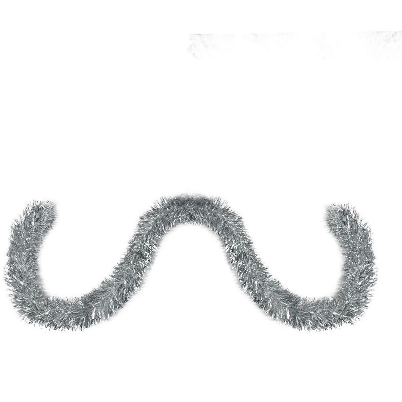 Northlight 50' x 4" Unlit Shiny Silver 6-Ply Foil Tinsel Christmas Garland, 1 of 5