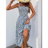 Womens Summer Floral Dresses Sleeveless Smocked Maxi Dress Spaghetti Strap A Line Ruffle Flowy Beach Long Dress - 3 of 4