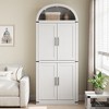 CuisinSmart 72in Tall Arched Bookshelf, Modern Farmhouse Bookcase with 4 Glass/Wood Doors & Open Shelf, Freestanding Display Cabinet Organizer - 2 of 4