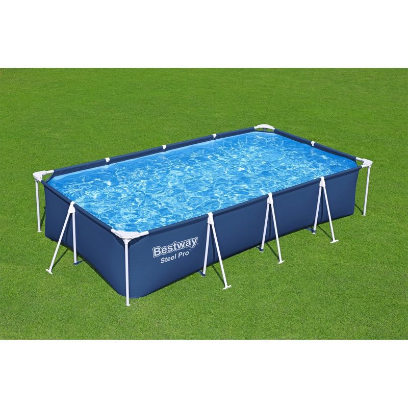 Bestway Steel Pro 13 Feet x 7 Feet x 32 Inch Rectangular Metal Frame Above Ground Outdoor Backyard Swimming Pool, Blue (Pool Only), 5 of 9