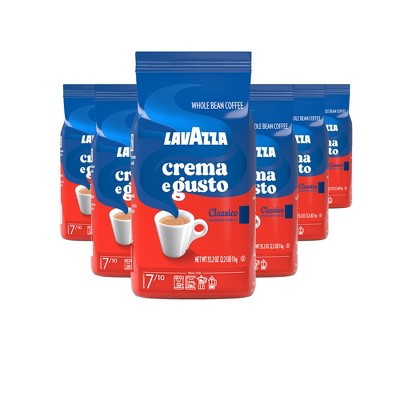 Lavazza Crema e Gusto Whole Bean Coffee, Medium Roast, Arabica and Robusta Blend, 2.2 lb Bag (Pack of 6)
