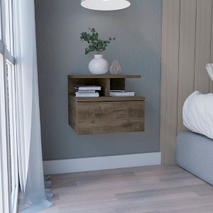 Depot E-Shop Floating Nightstand 12"H, Wall Mounted with Single Drawer and 2-Tier Shelf - 1 of 4
