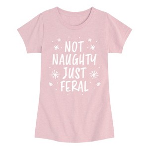 Girls' - Instant Message - Not Naughty Just Feral Fitted Short Sleeve Graphic T-Shirt - 1 of 4