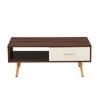 Grungis Rectangle Coffee Table with Solid Wood Legs and Drawer, Modern Center Table for Living Room - 3 of 4