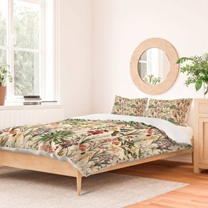 Deny Designs Full/Queen Burcu Korkmazyurek Secret Garden Duvet Cover and Pillow Sham Set Cream: Woven Polyester, 300 Thread Count - 1 of 4