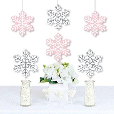  Christmas Pink Hanging Snowflakes Decorations 3D Large Glittery  Pink Snowflakes Garland for Christmas Winter Wonderland Holiday New Year  Home Party Decorations Supplies : Home & Kitchen