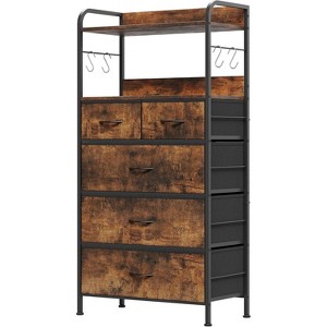 5-Drawer Storage Dresser for Bedroom, Hallway & Entryway - Fabric Organizer with Sturdy Metal Frame, Wood Tabletop & Easy Pull Handles - 1 of 4