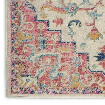 Passion Floral Symphony Blue Rectangular 6'7" x 9'6" Synthetic Rug