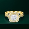 1 Carat Princess Cut Moissanite Engagement Ring - Double Halo Ring - Cluster Ring - 18k Yellow Gold Plated - 2 of 4