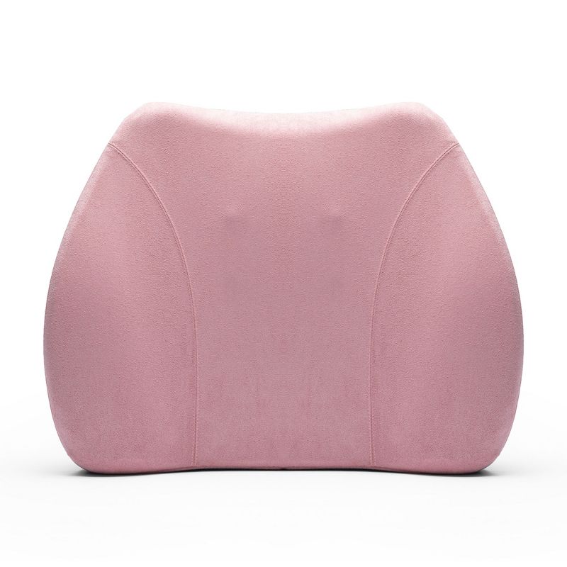 WENNEBIRD Model Q Lumbar Memory Foam Support Pillow to Improve Posture with Raised Side Butterfly Design, Dual Fabric, and Removable Cover, Pink, 2 of 7
