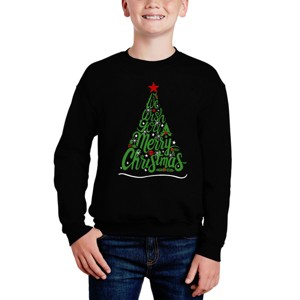 LA Pop Art We Wish You A Merry Christmas - Boy's Word Art Crewneck Sweatshirt - 1 of 4