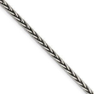 Black Bow Jewelry 3.25mm, Sterling Silver Antiqued Solid Spiga Chain Necklace - 1 of 4