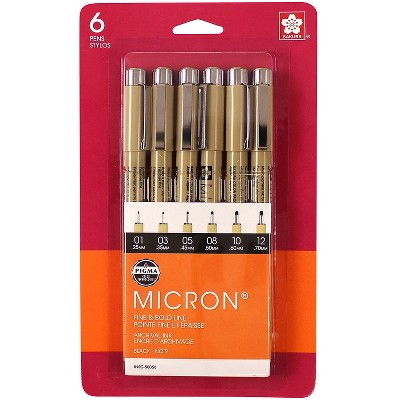 Sakura Pigma Micron Pens Black 6/Pack (SAK50058)