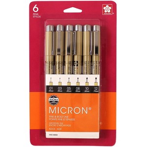 Sakura Pigma Micron Pens Black 6/Pack (SAK50058) - 1 of 2