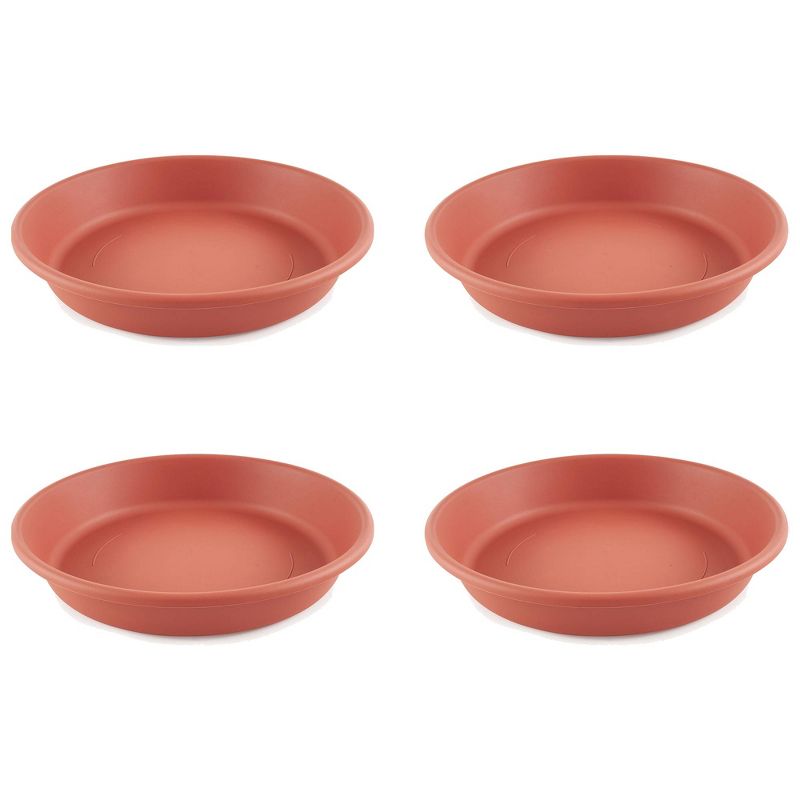 HC Companies Classic Plastic 17.63 Inch Round Plant Flower Pot Planter Deep Saucer Drip Tray for 20 Inch Flower Pots, Terracotta (4 Pack), 1 of 7