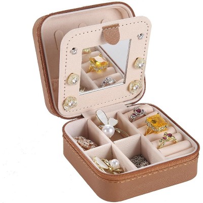 Travel jewelry box Travel Jewelry Organizer Small box Gift for Girls Women with Mirror