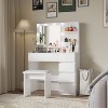 Okak Vanity Desk with Mirror and Stool,Makeup Vanity with LED Power Strip,Modern Dressing Table with 5 Drawers for Bedroom, White - 2 of 4